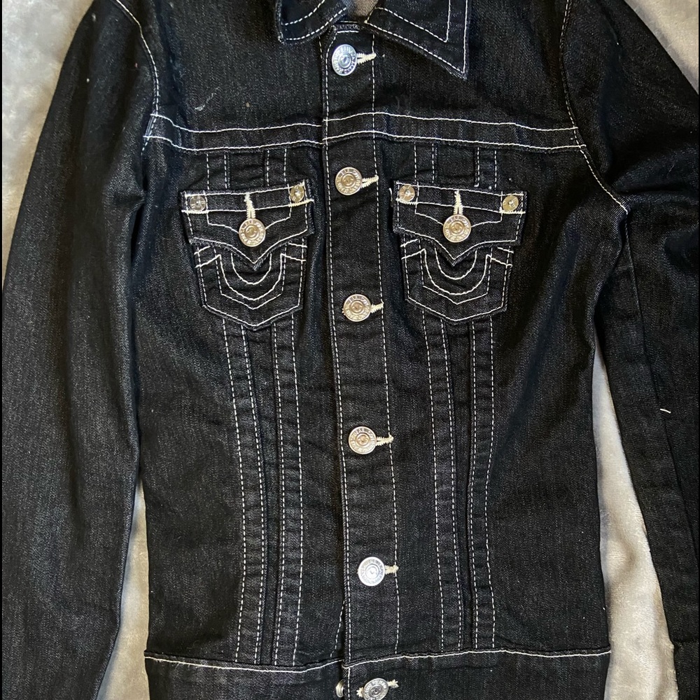 true religion black jean jacket